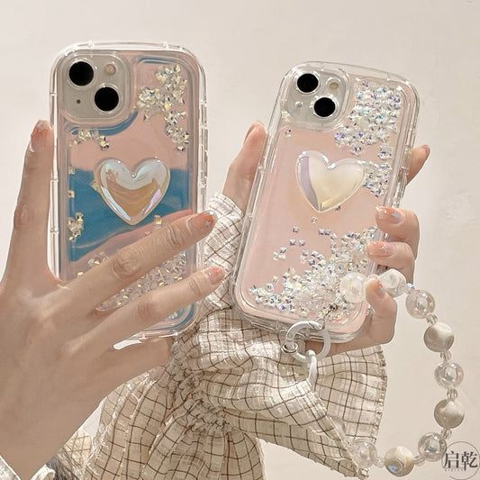 NEW Stereo Laser Heart Quicksand phone case